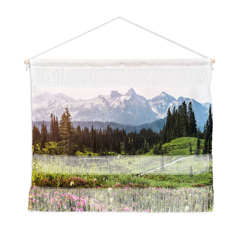 Nature Magick Pink Mountain Wildflowers Wall Hanging Landscape