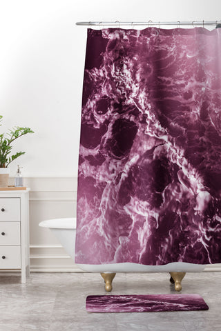 Nature Magick Pink Ocean Waves Shower Curtain And Mat