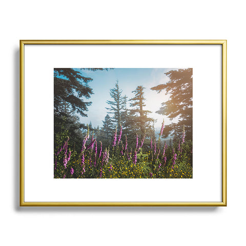 Nature Magick Pink Wildflower Forest Love Metal Framed Art Print