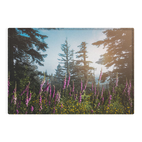 Nature Magick Pink Wildflower Forest Love Outdoor Rug