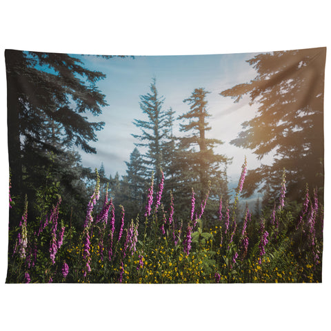 Nature Magick Pink Wildflower Forest Love Tapestry
