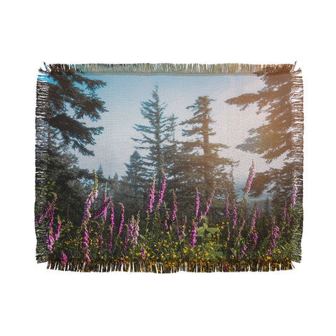 Nature Magick Pink Wildflower Forest Love Throw Blanket