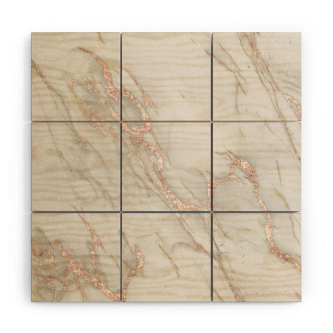 Nature Magick Pretty Rose Gold Marble Wood Wall Mural