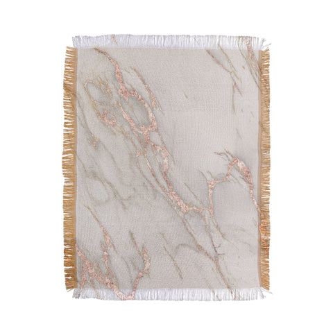 Nature Magick Pretty Rose Gold Marble Throw Blanket