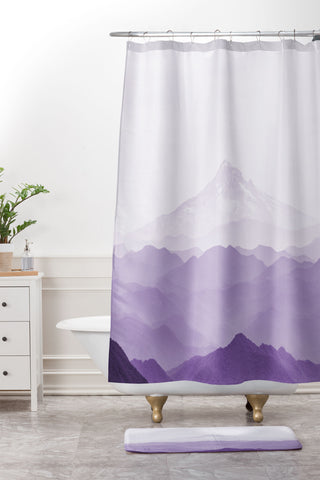 Nature Magick Purple Mountain Wanderlust Shower Curtain And Mat