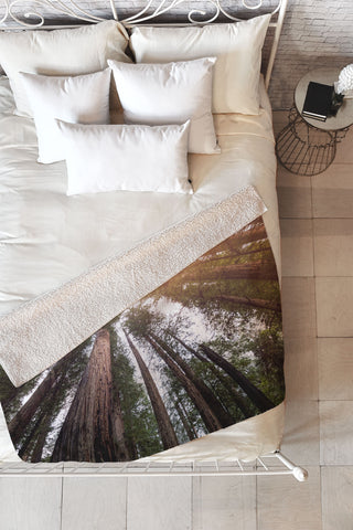Nature Magick Redwood Forest Sky Fleece Throw Blanket