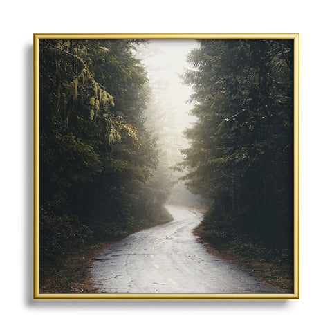 Nature Magick Redwood Road Forest Fog Metal Square Framed Art Print
