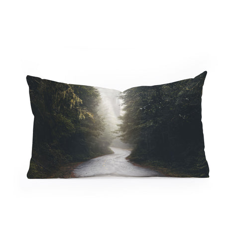 Nature Magick Redwood Road Forest Fog Oblong Throw Pillow