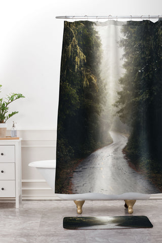 Nature Magick Redwood Road Forest Fog Shower Curtain And Mat
