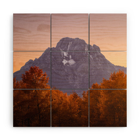 Nature Magick Rocky Mountain Tetons Sunset Wood Wall Mural