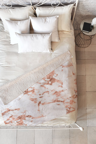 Nature Magick Rose Gold Marble Perfect Pink Fleece Throw Blanket