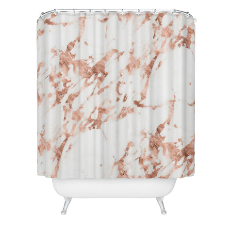 Nature Magick Rose Gold Marble Perfect Pink Shower Curtain