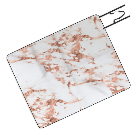 Nature Magick Rose Gold Marble Perfect Pink Picnic Blanket