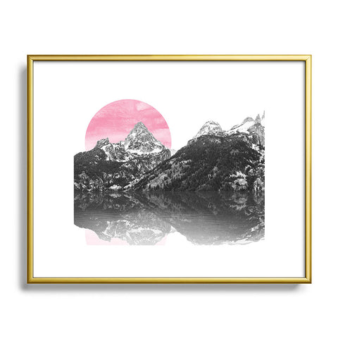 Nature Magick Rose Gold Mountain Sunset Metal Framed Art Print
