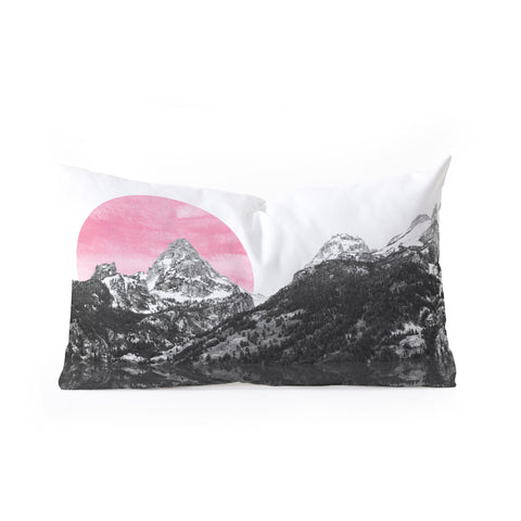 Nature Magick Rose Gold Mountain Sunset Oblong Throw Pillow