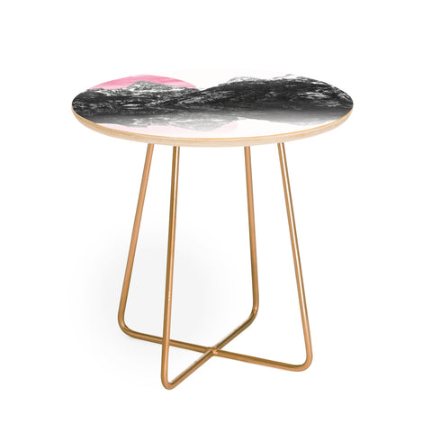 Nature Magick Rose Gold Mountain Sunset Round Side Table