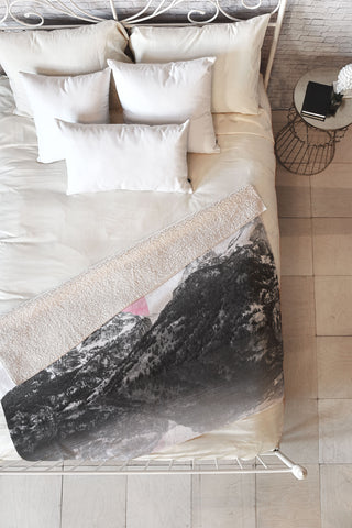 Nature Magick Rose Gold Mountain Sunset Fleece Throw Blanket