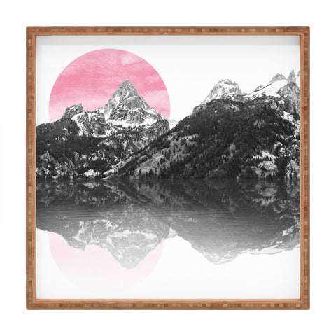 Nature Magick Rose Gold Mountain Sunset Square Tray