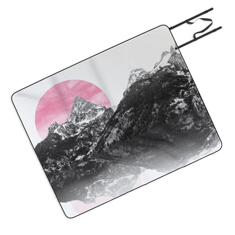 Nature Magick Rose Gold Mountain Sunset Picnic Blanket