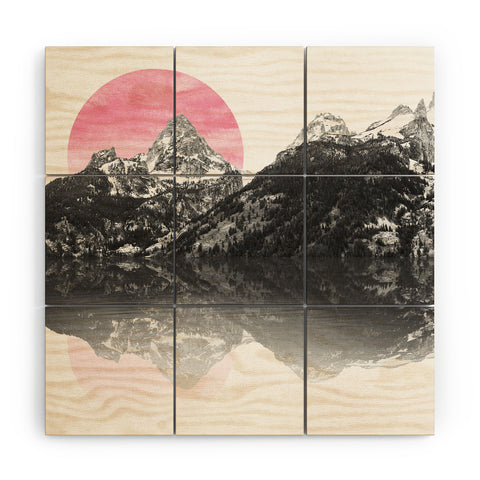 Nature Magick Rose Gold Mountain Sunset Wood Wall Mural