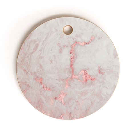 Nature Magick Rose Gold White Marble Cutting Board Round