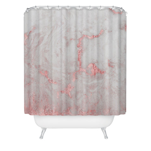 Nature Magick Rose Gold White Marble Shower Curtain