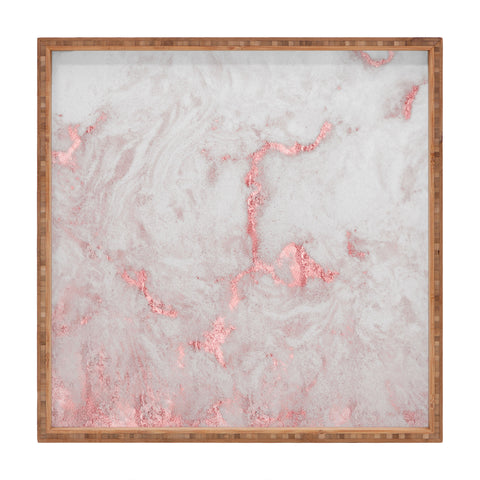 Nature Magick Rose Gold White Marble Square Tray