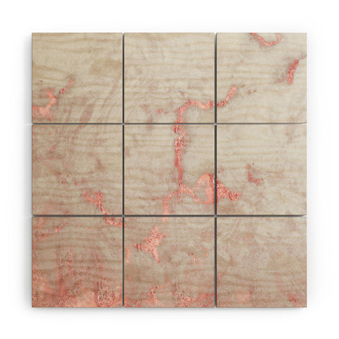 Nature Magick Rose Gold White Marble Wood Wall Mural
