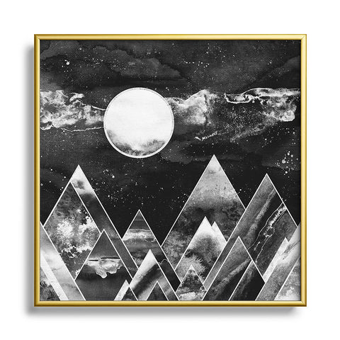 Nature Magick Silver Geometric Mountains Metal Square Framed Art Print
