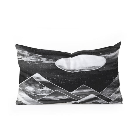Nature Magick Silver Geometric Mountains Oblong Throw Pillow