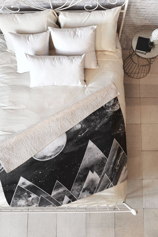 Nature Magick Silver Geometric Mountains Fleece Throw Blanket