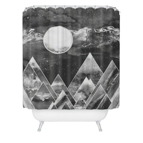 Nature Magick Silver Geometric Mountains Shower Curtain