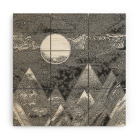 Nature Magick Silver Geometric Mountains Wood Wall Mural