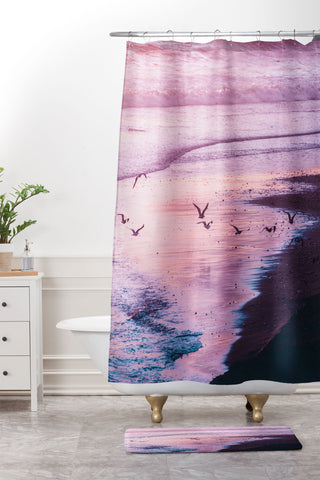Nature Magick Summer Ocean Sunset Shower Curtain And Mat
