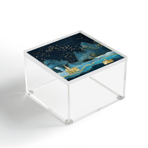 Nature Magick Teal and Gold Mountain Stars Acrylic Box