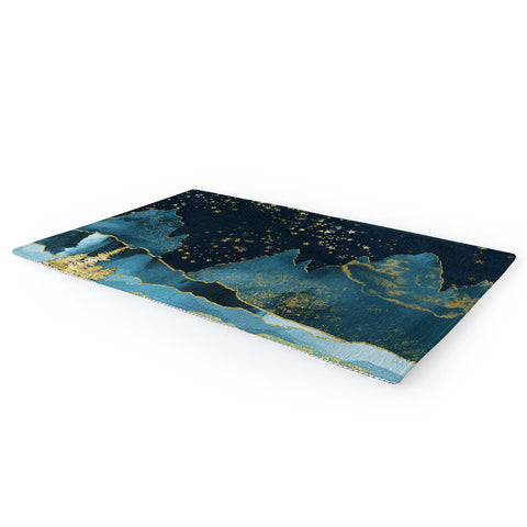 Nature Magick Teal and Gold Mountain Stars Area Rug