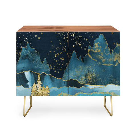 Nature Magick Teal and Gold Mountain Stars Credenza
