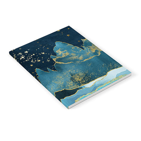 Nature Magick Teal and Gold Mountain Stars Notebook