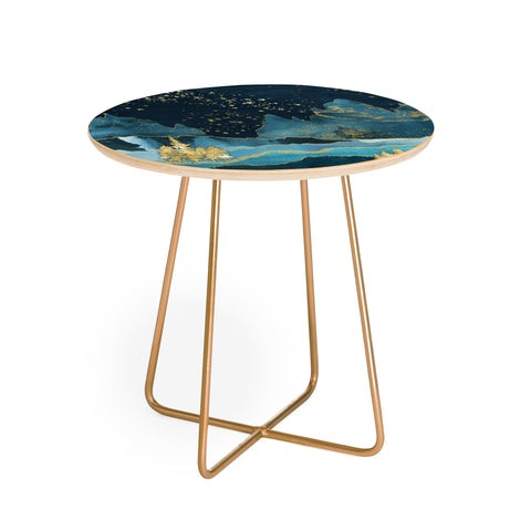 Nature Magick Teal and Gold Mountain Stars Round Side Table