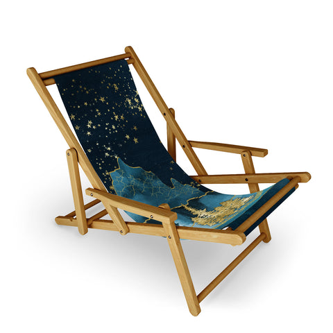 Nature Magick Teal and Gold Mountain Stars Sling Chair