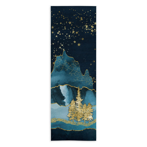 Nature Magick Teal and Gold Mountain Stars Yoga Towel