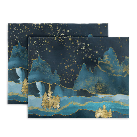 Nature Magick Teal and Gold Mountain Stars Placemat