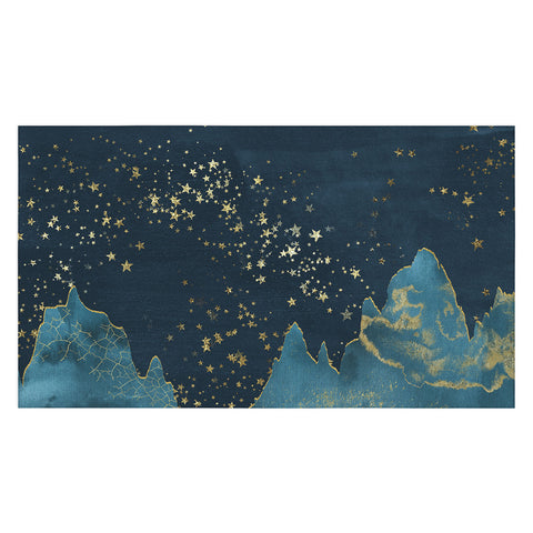 Nature Magick Teal and Gold Mountain Stars Tablecloth