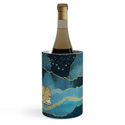 Nature Magick Teal and Gold Mountain Stars Wine Chiller