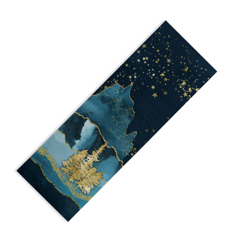 Nature Magick Teal and Gold Mountain Stars Yoga Mat