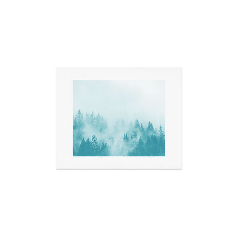 Nature Magick Teal Foggy Forest Adventure Art Print