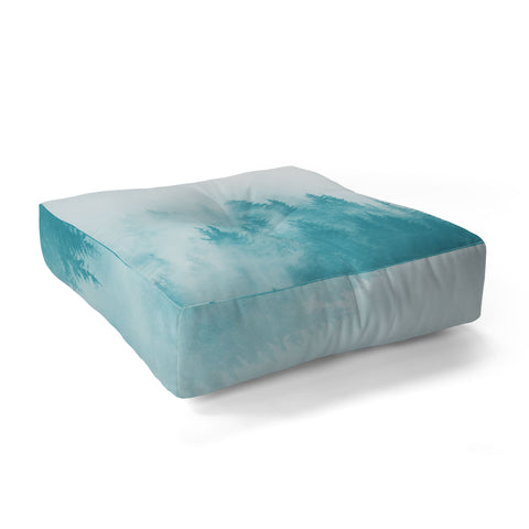 Nature Magick Teal Foggy Forest Adventure Floor Pillow Square