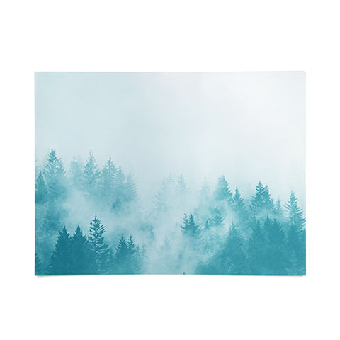 Nature Magick Teal Foggy Forest Adventure Poster