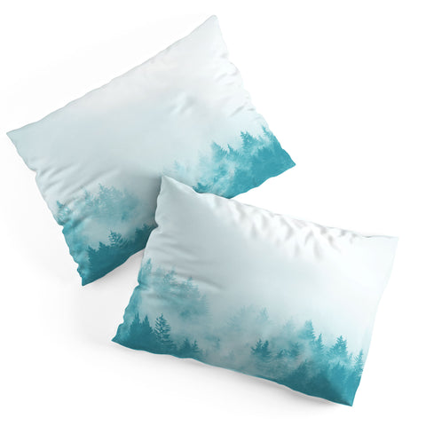 Nature Magick Teal Foggy Forest Adventure Pillow Shams