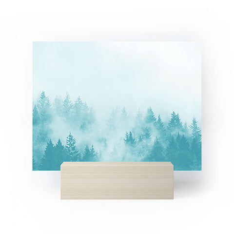 Nature Magick Teal Foggy Forest Adventure Mini Art Print